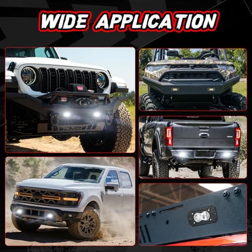 Image of LED Pod Lights Flush Mount Off Road Driving LED Light Bar | 2PCS 4 Inch CREE Combo Backup Work Light Waterproof Bumper Cube Light for Truck Pickup UTV ATV Boat 4x4