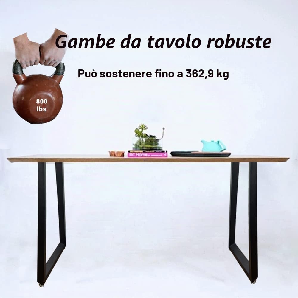 QLLY Set di gambe da tavolo trapezoidali in metallo 71,1 cm per l'home office (71,1 cm, nero)