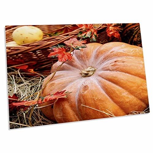 3dRose Fresh Pumpkin, hay, Decorative Leaves, Pad de Escritorio