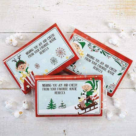 Personalized Holiday Popcorn Sleeves - Set of 12 Christmas Popcorn Sleeves