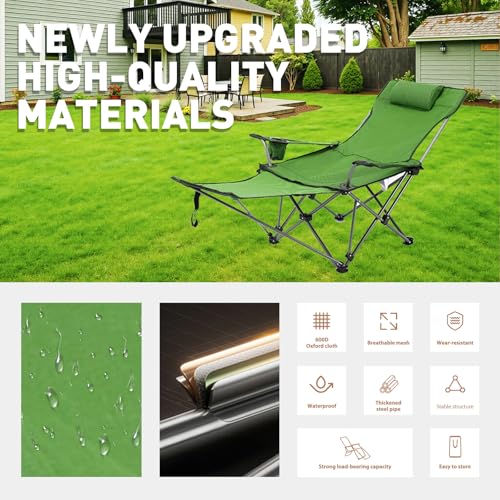 Recling Camp Chair with Removable Footrest Adjustable Lounge Beach Chair by D LIAN DONG - Used condition - Image 6