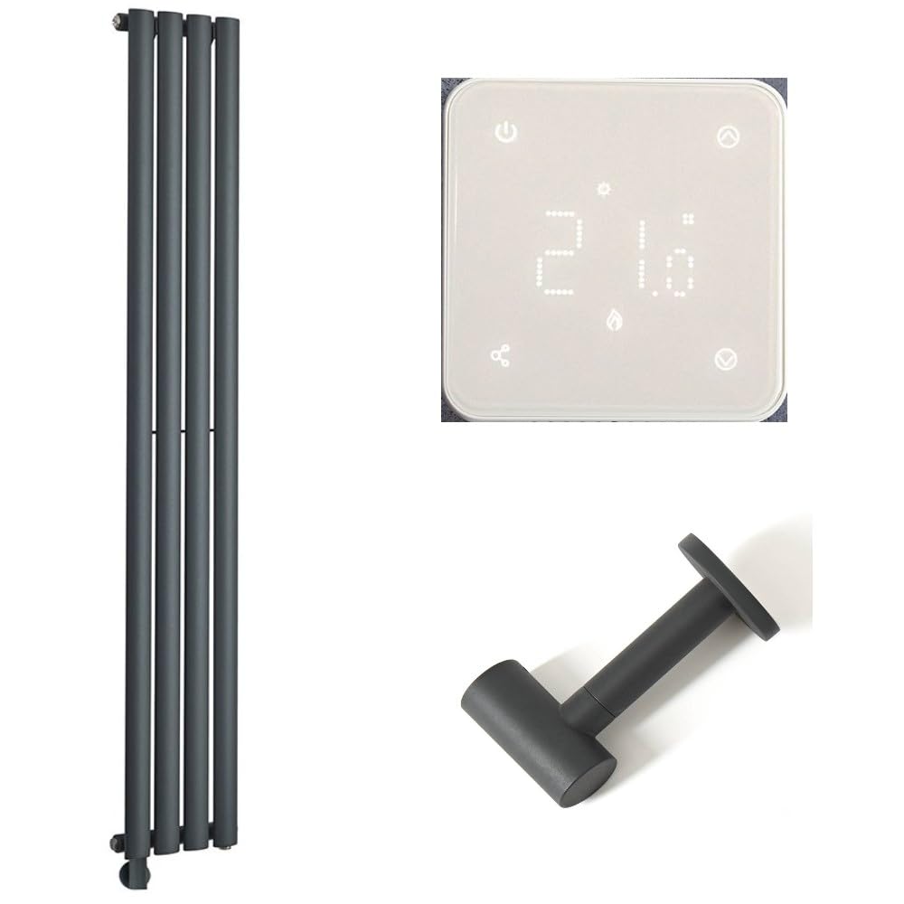 Milano Aruba 600W Anthracite Vertical Single Oval Panel WiFi Electric Radiator - 1600mm x 236mm