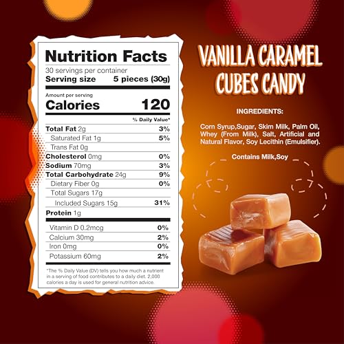 image for SUNNY ISLAND Caramel Cubes Candy | 2-Pound Bag | Individually Wrapped,