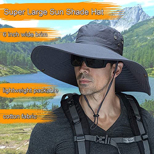Image of HUAMULAN Wide Brim Sun Hats Men and Women Bucket Safari Fishing Hat for Hiking Garden Lawn Work Camping Outdoor