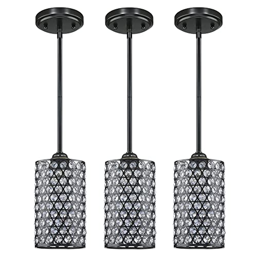 3 Pack 1 Light Hanging Kitchen Island Crystal Pendant Lighting