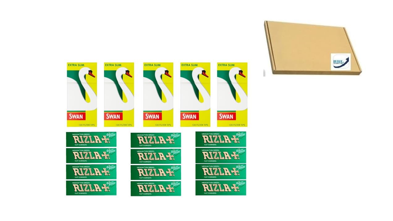 600 Rizlaa Green Rolling Paper With 600 Swann Extra Slim Filter Tips