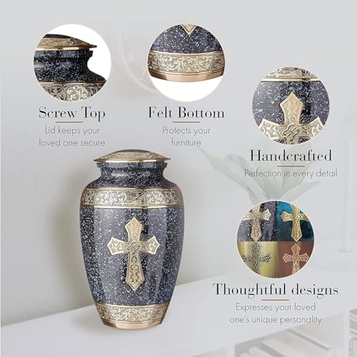 Image of Black Cross Cremation Urns for Human Ashes Adult Male Urns for Ashes