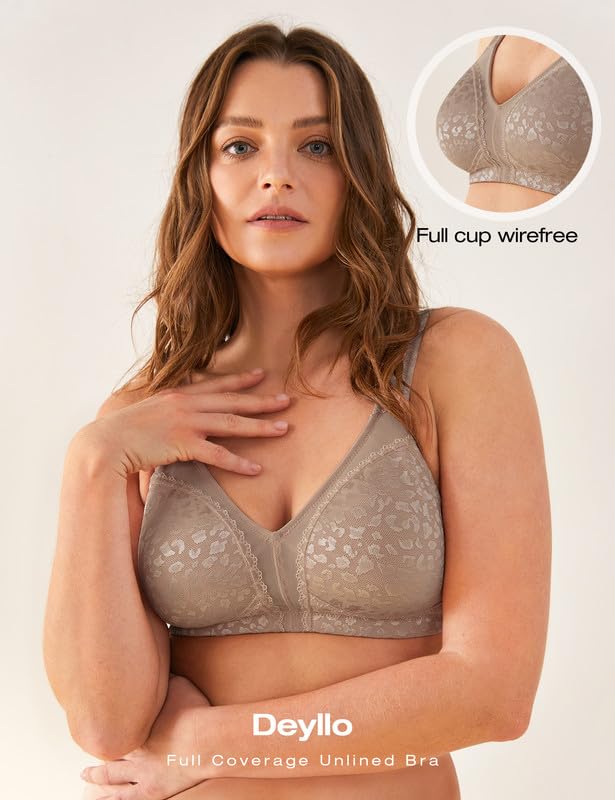 Deyllo Damski biustonosz minimalizujący komfort plus size bez fiszbin bez fiszbin