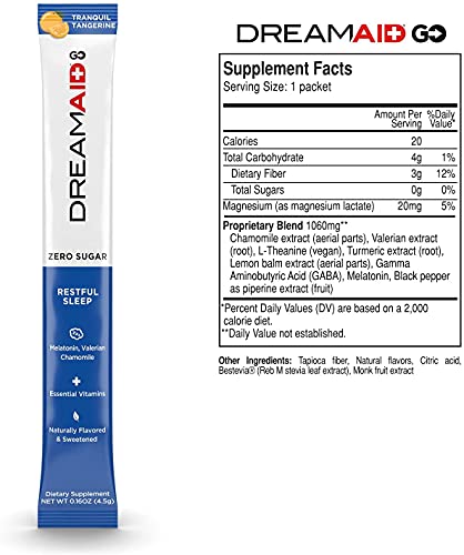Image of Sleep Aid Drink Mix, DreamAid, Melatonin, Chamomile - Helps Adults Fall Asleep Faster, Sleep Longer and Wake up Feeling Rejuvenated, Zero Sugar & Keto Friendly, 14 Servings (Pack of 1)
