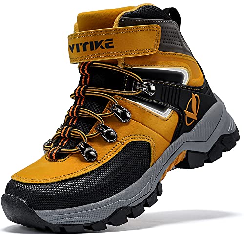 ASHION Botas de senderismo para Niños Botas de Montaña Botas de nieve Zapatos de Senderismo,H Amarillo,39 EU