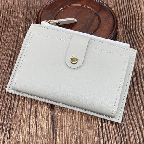 Small Wallets Woman, Slim PU Leather Minimalist Pocket Card Case Holder with Zipper and 6 Card Slots,Compact Lightweight Thin Portable Coin Purse for Cards Travel Business Cash Bills4