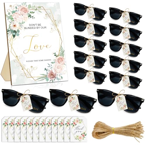 40 Sets Wedding Favors for Guests Bulk Party Sunglasses Reception Gifts Gold Wooden Love Sign Black Mr Mrs Glasses