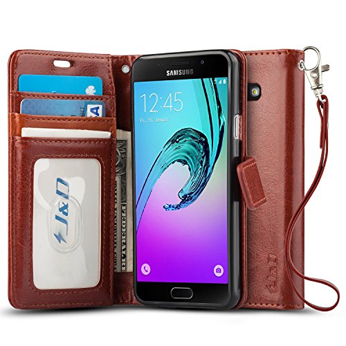 J&D Compatibile per Custodia Galaxy A5, [Portafoglio Stand] [Sottile Adatta] Protettiva Robusta Antiurta Flip Custodia per Samsung Galaxy A5 - Marrone