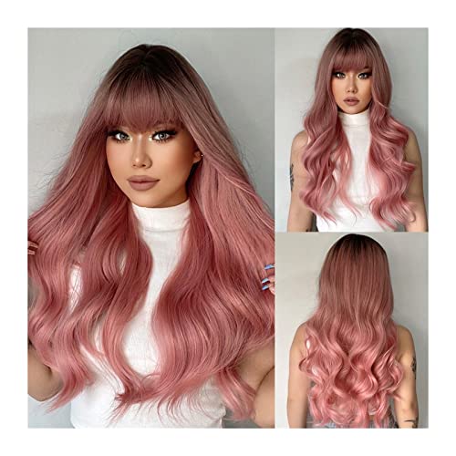 Perruque ondulé ombre rose pour changer de coiffure au quotidien sans teinture