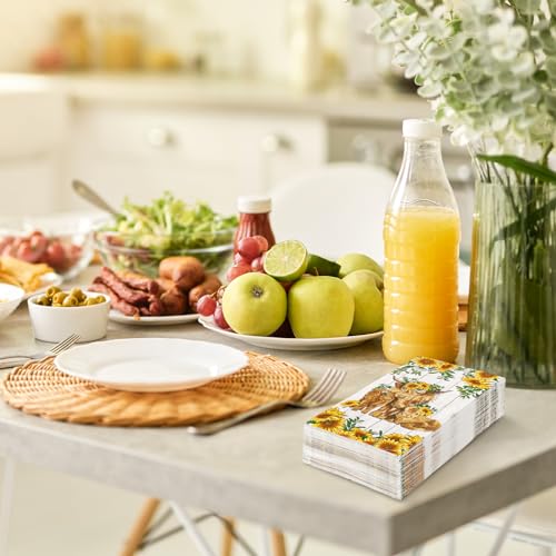 Anydesign100pcshighlandcowguestnapkinscutecowsunflowerdisposablepapernapkinsrusticdinnerhandnapkinforpartysuppliestabledecorations Urban Country Home Decor Anydesign 100pcs highland cow guest napkins cute cow sunflower disposable paper napkins rustic dinner hand napkin for party supplies table decorations urban country home decor