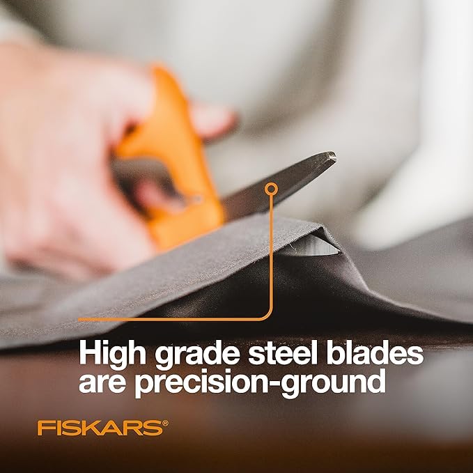Fiskars 8" Original Orange-Handled Stainless Steel Scissors, Ergonomic and Keeps Material Flat, Sharp All-Purpose Paper and Fabric Scissors for Office, Arts, and Crafts image 8