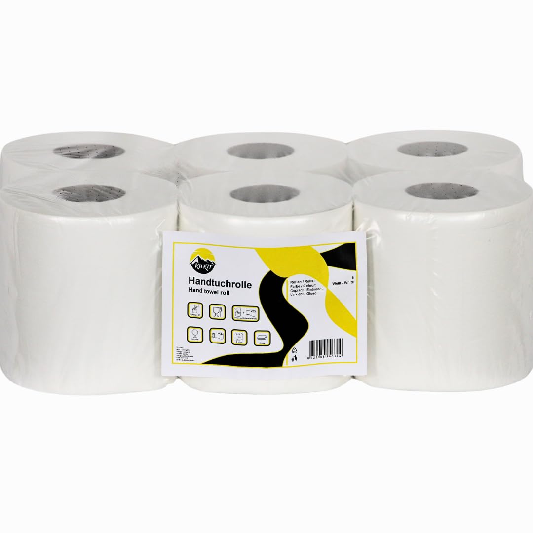 (Italiano) KURTT - Carta per la pulizia 12 rotoli (6 x 2 rotoli) - Rotolo di lucidatura - a 2 strati - Carta resistente ad assorbimento rapido