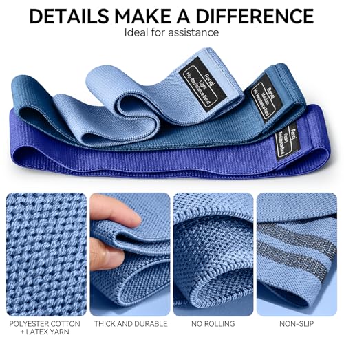 Image of Renoj Resistance Bands for Working Out: 3-Set Professional Exercise Bands for Pilates, Yoga, Home Gym, Booty, Leg Training | Heavy /Medium /Light Fabric Loops for Women Men