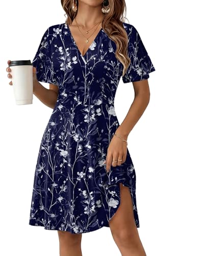 Image of Zeagoo Womens Summer Dresses Wrap V Neck Dress Floral A-Line Ruffle Sleeve Casual Sundress with Pockets 2026