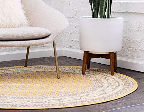 Tapete redondo amarillo beige 155x155 cm Unique Loom miniatura 2