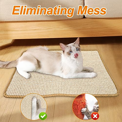 Frevoitna Kratzteppich Katze, Kratzmatte Katze Wand 60x40cm Sisal Teppich Katzen Natürliche Sisalmatte Rutschfest, Katzenkratzmatte zum Schleifen Krallen, Sisal Kratzteppich für Schützt Teppiche Sofas - 5