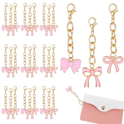 Sibba 30 PCS Bag Purse Charms Pink Bow Keychains Cute Bowknot Keychain Aesthetic Key Chains Car Key Chain Keyring Pendant Accessories for Women Wallet Handbag Backpack Charms Carnival Party Favors