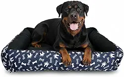 Genérico, Cama Pet para Cães e Gatos, Impermeável, Médio, Para Raças Médias, Lavável com Zíper, 50x50x15cm, Espuma Soft e Flocos, Macho, Quadrado, Estampa Animal