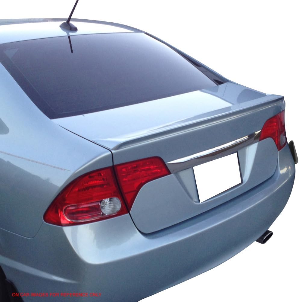 Trunk Spoiler Compatible with 2006-2011 Honda Civic 8th, Performance Style Unpainted Raw Material Black ABS Rear Tail Lip Deck Boot Wing by IKON MOTORSPORTS, 2007 2008 2009 2010