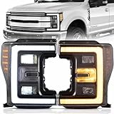 VLAND LED Headlights Assembly Compatible with 2017 2018 2019 Ford F250 F350 F450 F550 Superduty 4th Gen, Projector Headlamp with Sequential Turn Signal and Dynamic Animation DRL