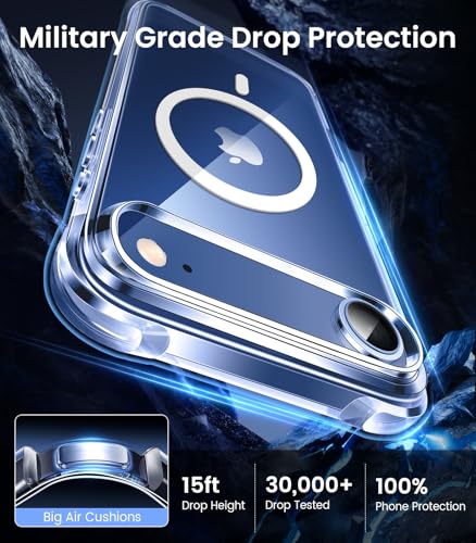 Image of Mkeke Magnetic Designed for iPhone Air Case Clear, [Compatible with MagSafe] [Not Yellowing] [Military-Grade Drop Protection] Protective Case for iPhone 17 Air Case with Shockproof Bumper 2025