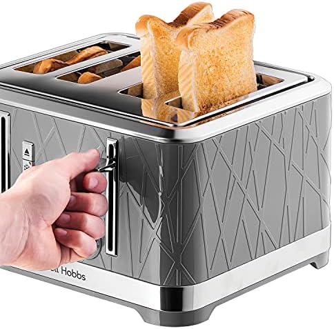 Russell Hobbs 28102 Structure Toaster, 4 Slice - Contemporary Design Featuring Lift and Look with Frozen, Cancel and Reheat Settings, Grey