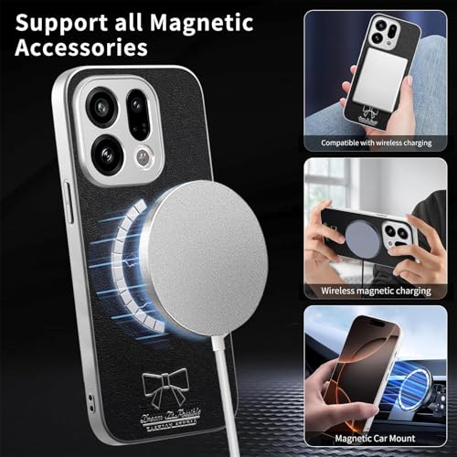 Image of for Oppo Find X9 5G Magnetic Case Butterfly Bow Pattern PU Leather + TPU + PC Shockproof Phone Cover - Black