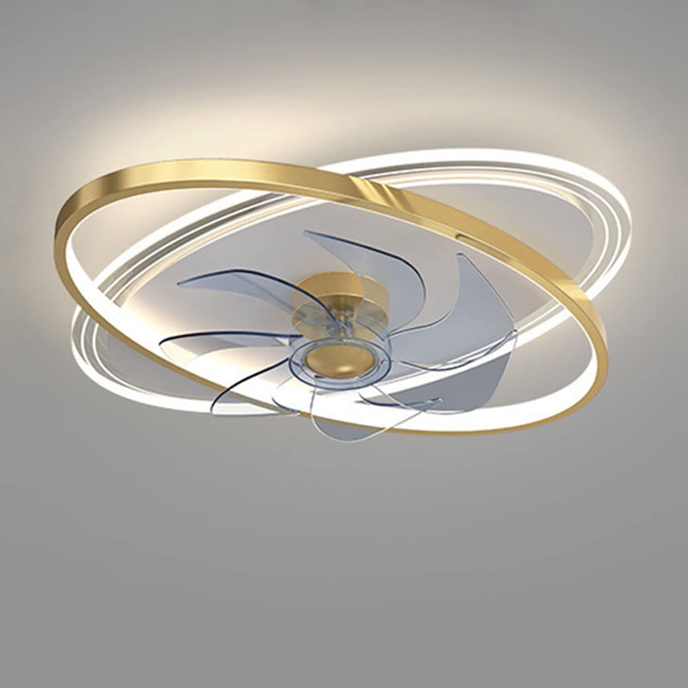 Ventilateur de plafond pour salon et chambre avec plafonnier LED doré pour une ambiance chaleureuse