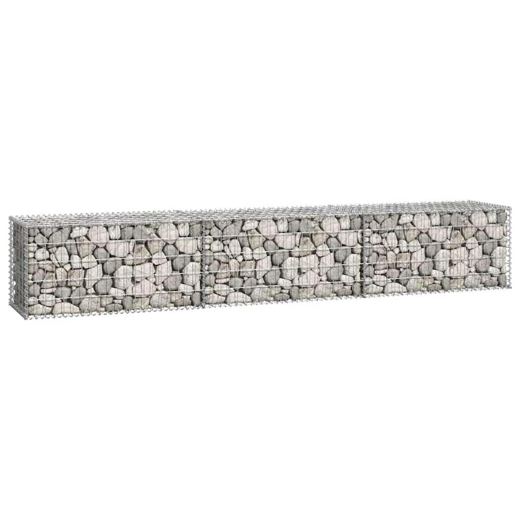 Gabionenwand mit Abdeckung Verzinkter Stahl 300×50×50 cm Zaunfeld Sichtschutz Gartenzaun Metall Trennwand Windschutz für Terrasse Balkon und Vorgarten