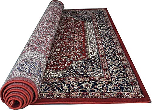 Image of Kashmiri Traditional Woollen Carpet with Advanced 1 Inch Thickness & Classical Look 240x335cm (8x11 Feet) Color Maroon