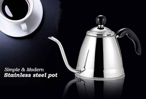 Miniatura 2 de JapanBargain 4062 - Hervidor japonés de cuello de cisne para verter sobre café y té, acero inoxidable, compatible con estufa de calor de inducción,