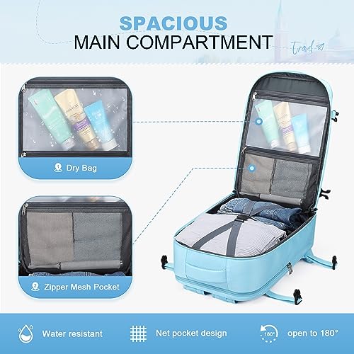 Image of Maelstrom Travel Backpack for Women Men,30L Waterproof Laptop Backpack Fits 17-Inch Laptop, Gift for School Work Backpack with Detachable Crossbody Bag & Shoe Compartment (Blue, Large-Upgrade)