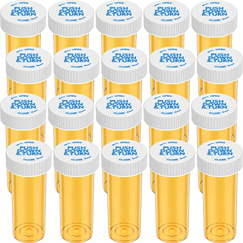 Empty Plastic Medicine Pill Bottles with Child Resistant Caps 6 Dram Small Prescription Medicine Containers Travel Pill Vials Clear Pill Case Organizers (20 Pack)