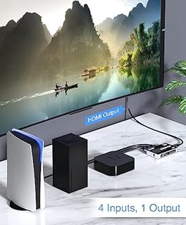 Kinivo 8K HDMI Switch (8K 60Hz, 4 in 1 Out, 48Gbps HDMI 2.1 Hub, Ultra HD Switcher, HDR10+, Dolby Atmos) - Compatible with HDTV, Nintendo Switch 2, PS5, Xbox, Apple TV