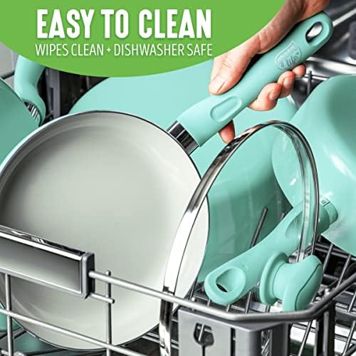 GreenLife Soft Grip Diamond Healthy Ceramic Nonstick, 10" Frying Pan Skillet, PFAS-Free, Dishwasher Safe, Turquoise - Thumbnail 5
