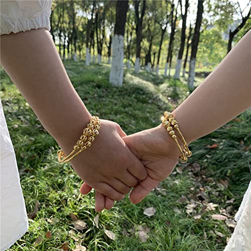 Image of Ethlyn 2Pcs /Lot Kids Jewelry Gold Plated Adjustable Beads Bracelet Bangle Birthday Christmas Gifts for Girls 4years old