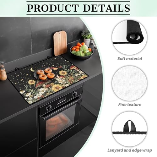 Image of Mushroom Stove Top Covers for Gas Burners, Wear Resistant Electric Stove Top Cover, Anti Scalding Flat Range Stovetop Protector, Thick Dish Drying Mat, Easy to Clean