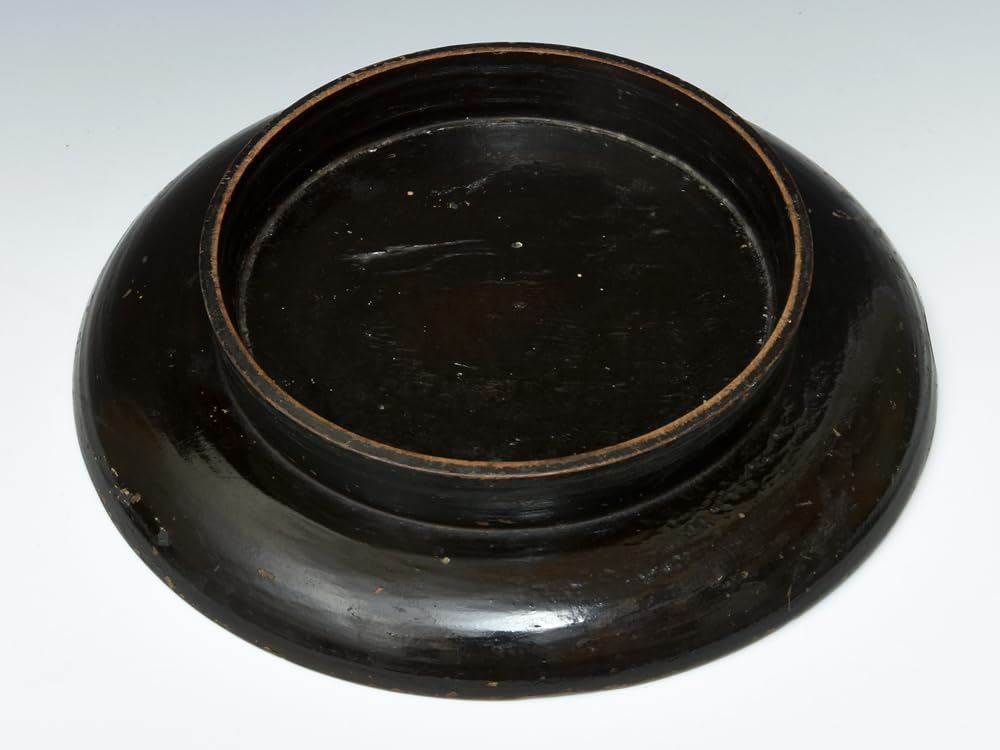 Amazon.co.jp: 時代 一木造り 根来丸盆 高台盆 丸盆 27.3×26㎝ 盆 盛皿