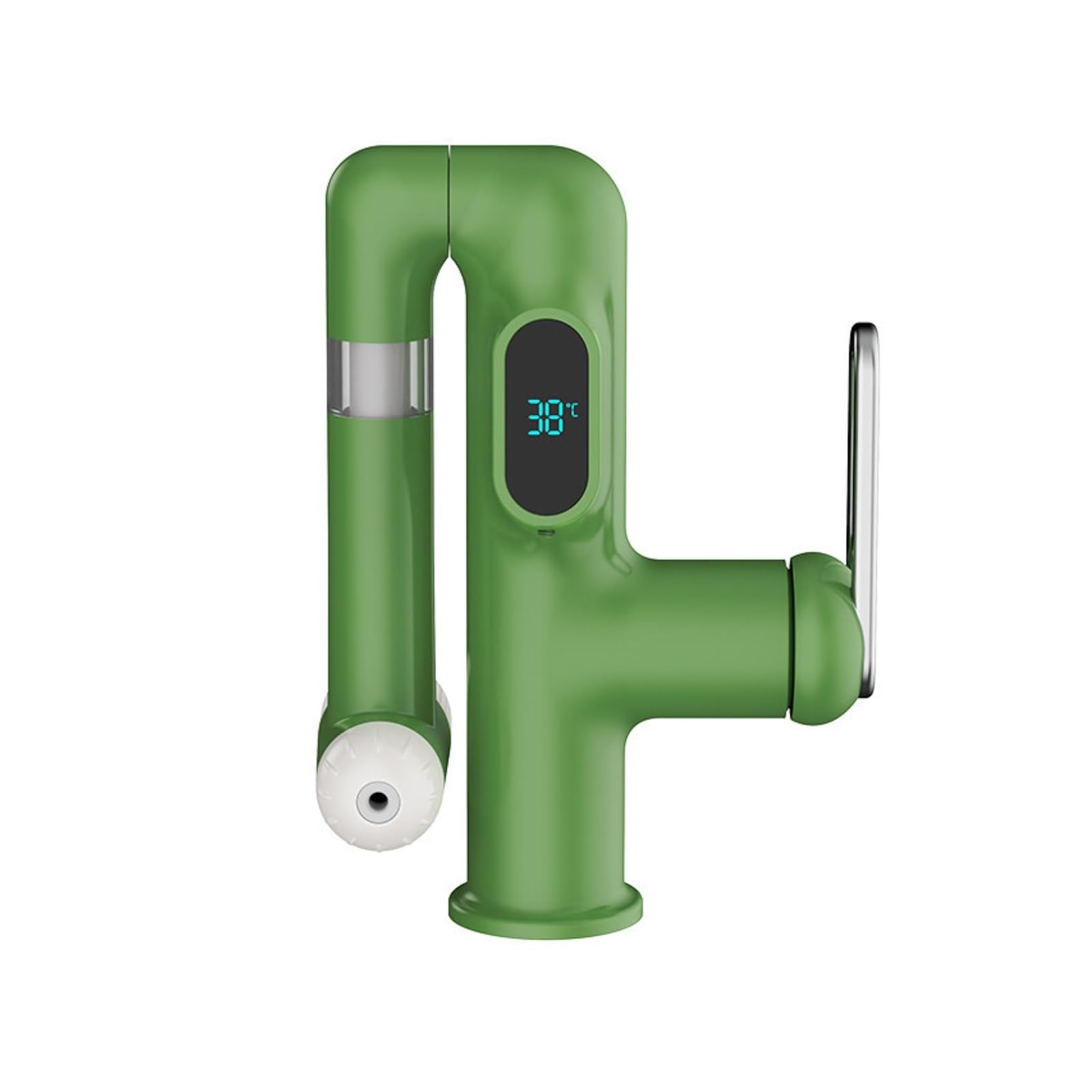 Brass LED Digital Display Basin Faucet, 360 Swivel Hot Cold Bathroom Tap,Safe and Reliable(Groen)