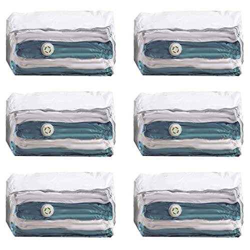 LEVERLOC Vakuumbeutel mit Würfelverschluss, platzsparend, 6 Packungen, Pumpenfrei, für Bettdecken, Kissen, Decken, Bettwäsche, Kleidung, verbesserte Ventilseite erweiterbar, 80 % platzsparend Cover