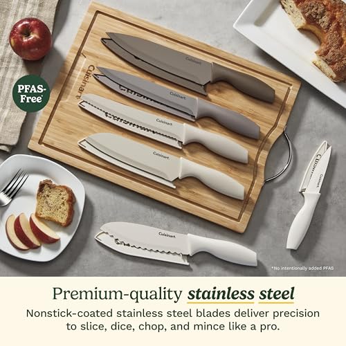 Image of Cuisinart Advantage 12-Piece Kitchen Knife Set, Professional-Quality Nonstick Coated Stainless Steel Knives w /Covers,Nonstick Color Coating-Easy Slicing,Ergonomic Handles,G1022-12P, 8 inch (Pack of 6)