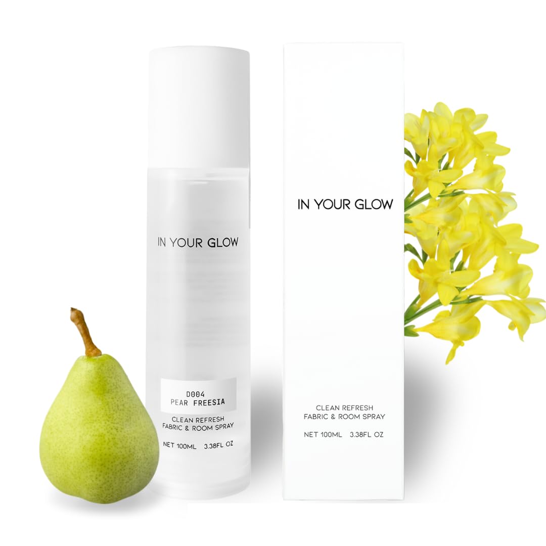 In Your Glow Fabric &amp; Room Mist Spray– Long-Lasting Clean Scent, Unisex Luxury Fragrance &amp; Odor Eliminator, 100ml- D004 PEAR FREESIA