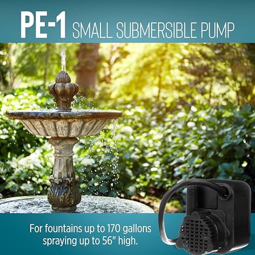 Image of Little Giant PE-1 115 Volt, 1 /125 HP, 170 GPH Epoxy Encapsulated Small Submersible Direct Drive Pump for Water Fountains, Machine Tool Coolants, and Water Transfer with 6 Ft. Cord, Black, 518200