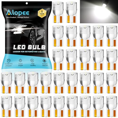 Alopee Paquete de 30 mini bombillas LED 194 de acrílico blanco T10 Wedge LED foco DC 12 V foco de repuesto para 194 168 T10 2825 W5W para panel de instrumentos de coche, luz de placa de matrícula