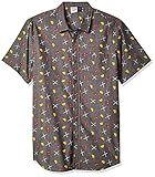 Marvel Deadpool Men's Deadpool Tacos & Swords Button Up Short Sleeve Woven Shirt, Dark Grey, Small
